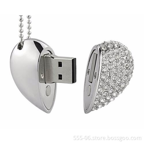 metal crystal necklace usb drive for women gifts